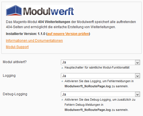 Einheitliche Konfiguration jedes Magento-Moduls der Modulwerft